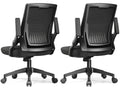 Pack of 2, Ergonomic Office Chair with Flip-up Armrests Executive Computer Chair for Home Office, Breathable Mesh & Comfy Lumbar Support, Black