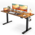 Standing Desk, 55x24 Inches Sit Stand Home Office Desk, Electric Stand up Desk, Adjustable Desk with Splice Board, Black Frame/Rustic Brown Top