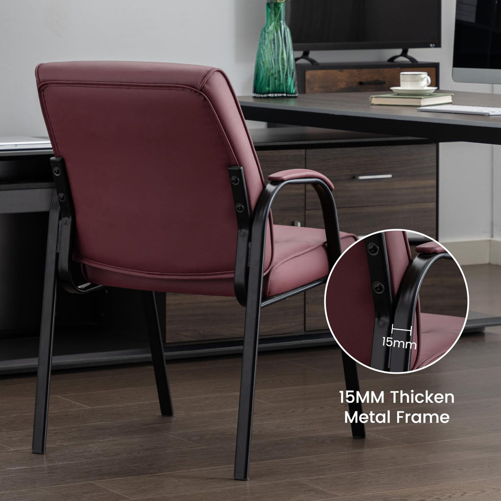 Office Guest Reception Chair Set of 4, Conference Room Chairs Waiting Room Chairs 4 Pack, Modern Leather Office Desk Chair No Wheels.