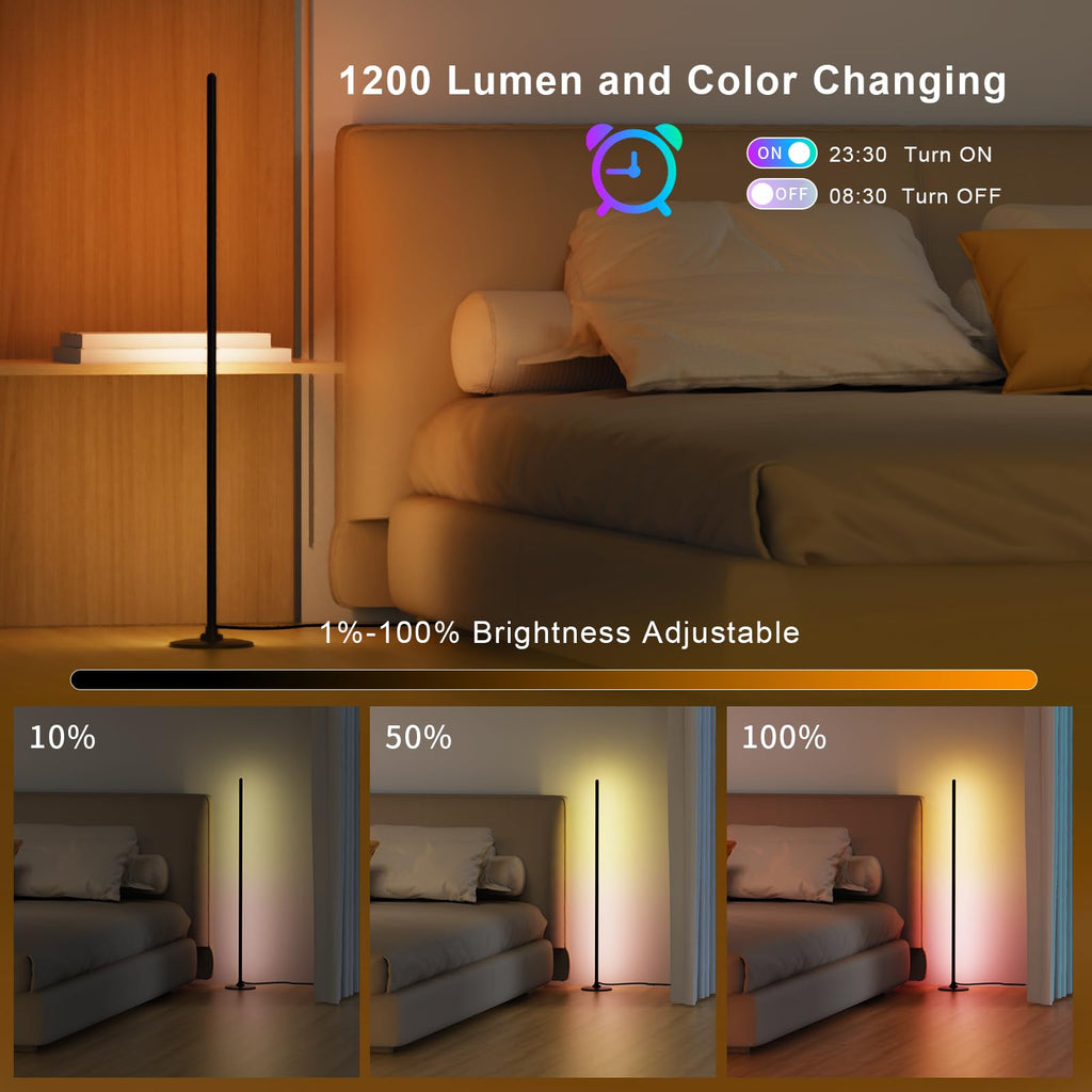 Corner Floor Lamp 2-Pack, Alexa Compatible, RGBICW, Music Sync