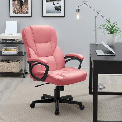 (2, Pink) Office Executive Chair High Back Adjustable Managerial Home Desk Chair, Swivel Computer PU Leather Chair with Lumbar Support