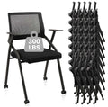 Black (40 pk) Ergonomic Stackable & Foldable Conference Room Chairs, Mesh Office Chair with Arms and Wheels for Office Waiting Room Meeting Lobby Church School Receptions and Training