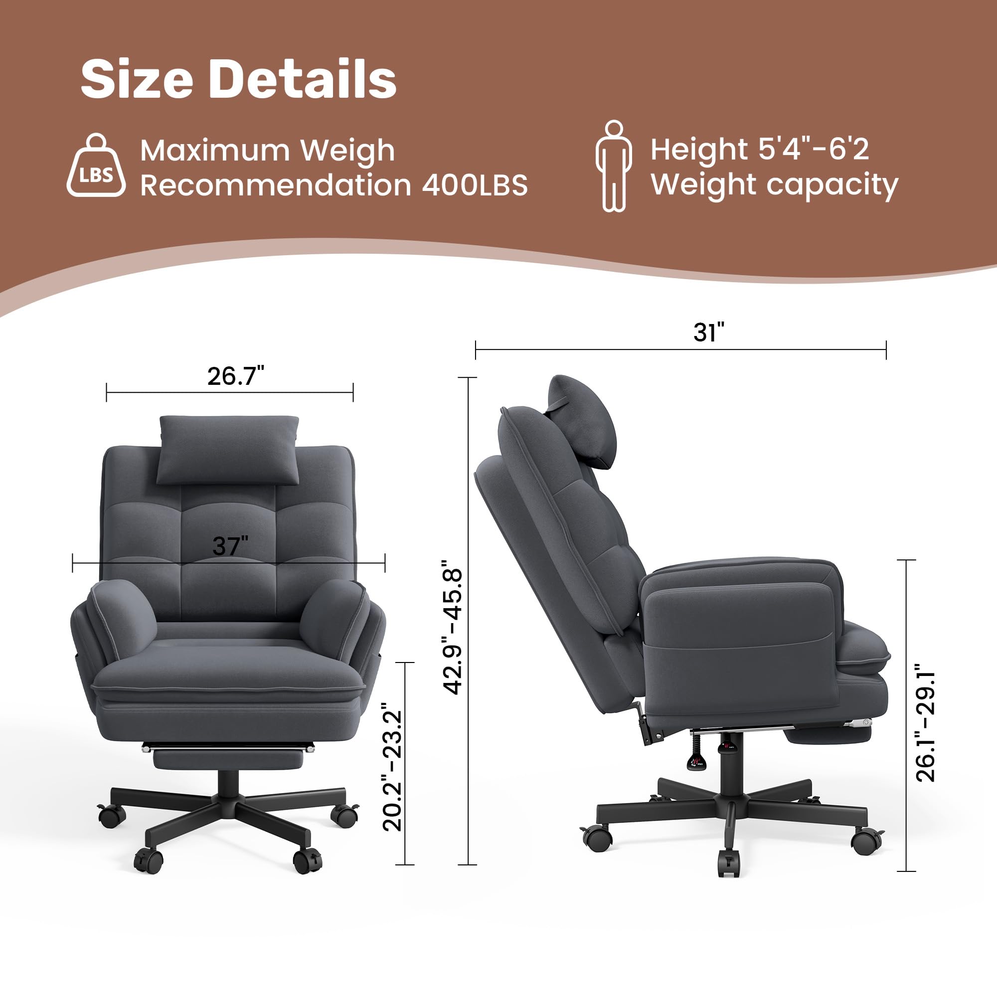 Criss Cross Office Chair with Foot Rest, Big and Tall Criss Cross Chair with Flip-Up Arms and Headrest, 135° Reclining Swivel Velvet Cross Legged Office Chair with Wheels, Cloud Chair for Home (Gray)