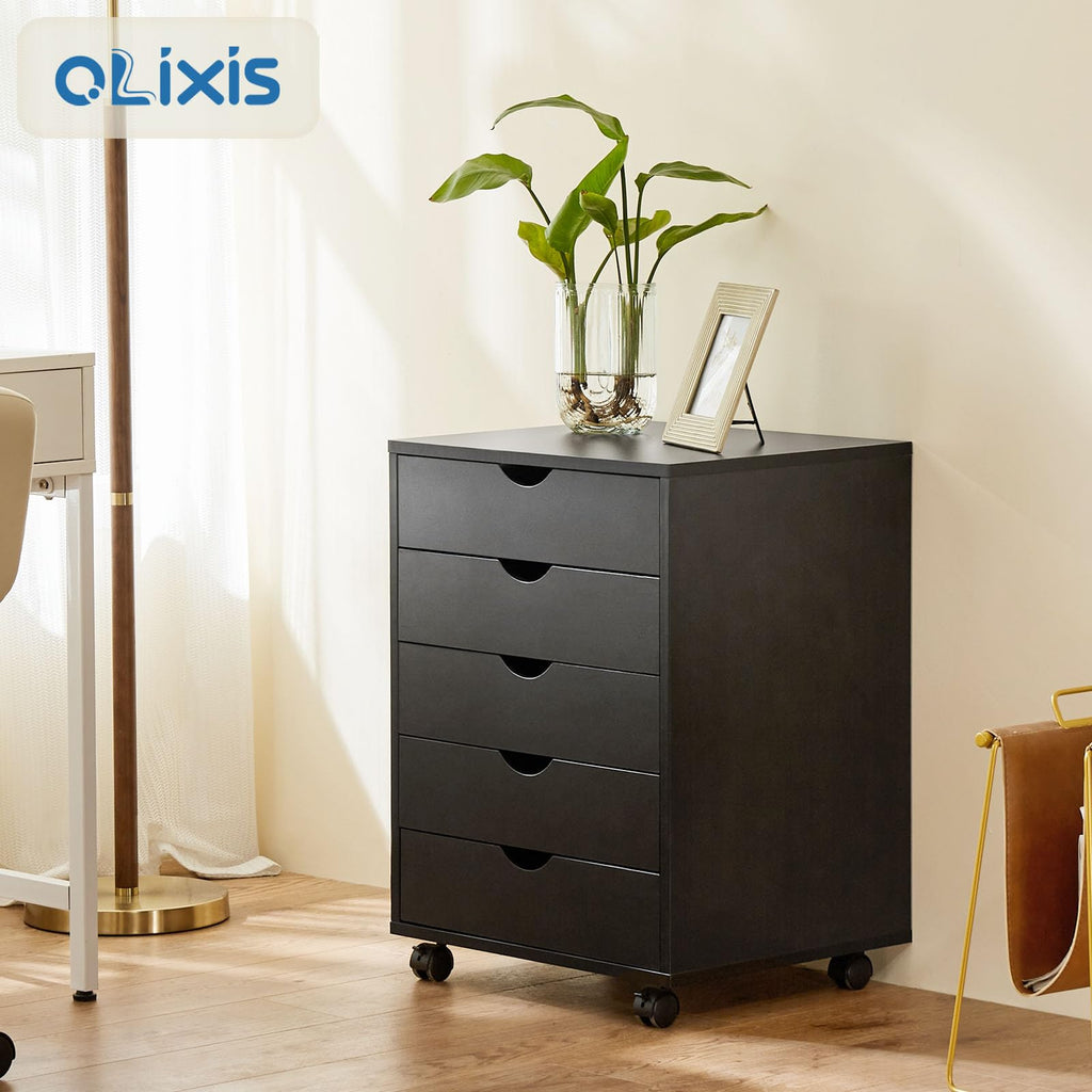 5 Drawer File Cabinet with Wheels, Under Desk Storage Printer Stand