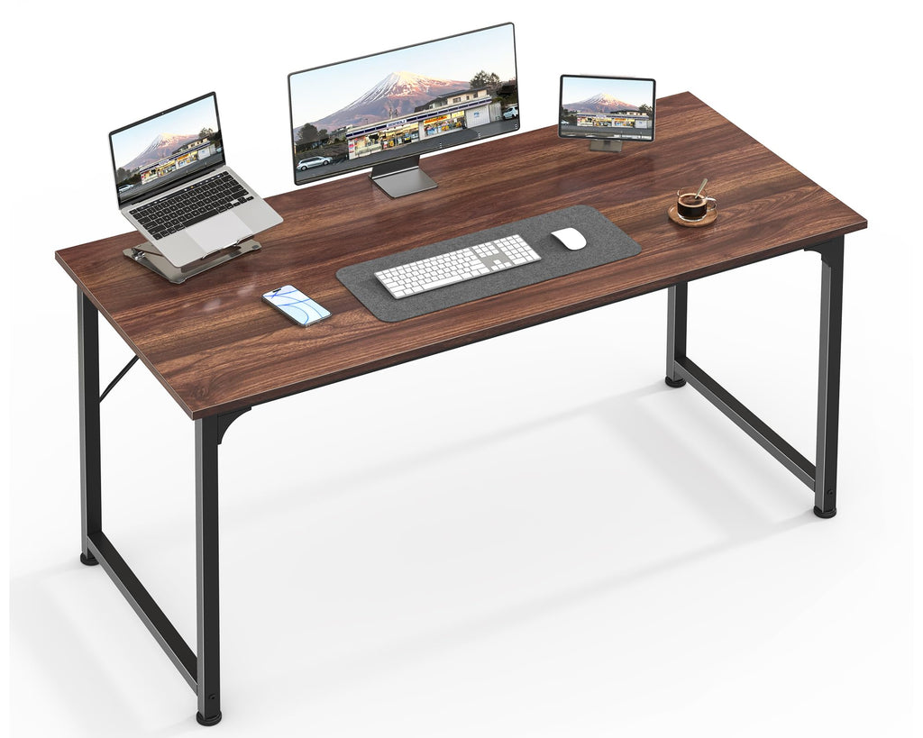 Computer Desk, 48 Inch Office Desk, Gaming Desk with Storage, Writing Desk Work Desk for Home Office, Study, Modern Simple Desk, Large Legroom, Metal Frame, Walnut