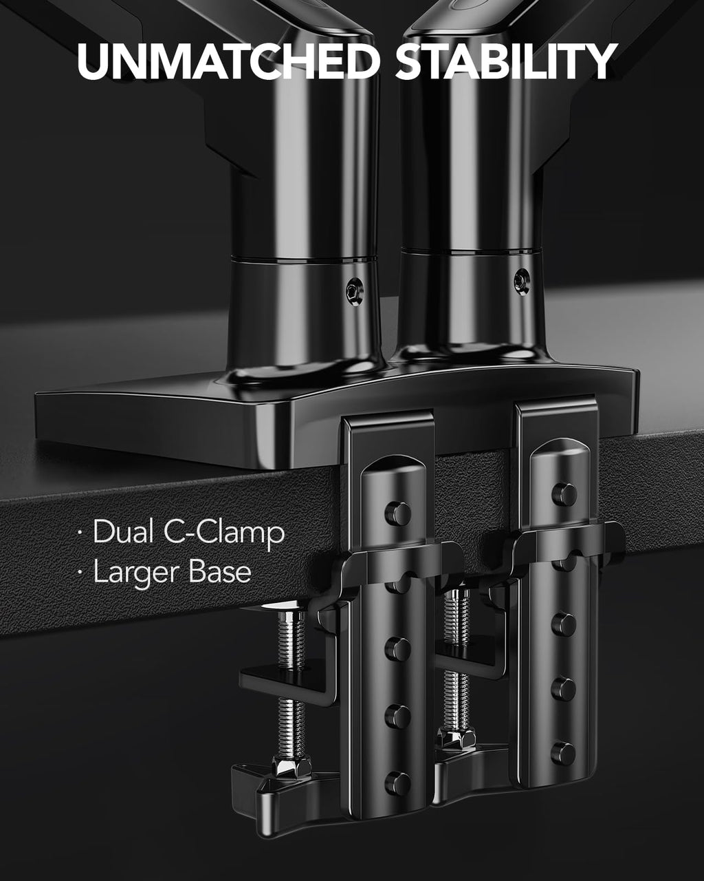 Dual Monitor Stand, Fully Adjustable Gaming Monitor Desk Mount for 13–27″ Computer Screens, Full Motion VESA 75x75/100x100 with C-Clamp & Grommet Base, Each Arm Holds 4.4 to 19.8 lbs
