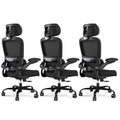 Office Chair Ergonomic Desk Chair, 330 LBS Home Mesh Office Desk Chairs with Wheels, Comfortable Gaming Chairs Black Pack of 3