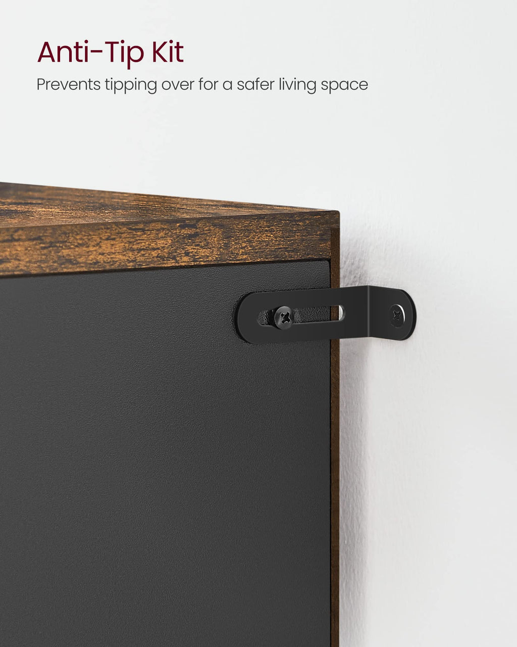 File Cabinet, Home Office Printer Stand, 2-Drawer Filing Cabinet, with Anti-tip Interlocking Mechanism, for A4, Letter-Size, Legal-Size Hanging Files, Rustic Brown and Ink Black