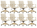 Modern Ergonomic Executive Office Chair, High-Back Leather Conference Desk Chair with Adjustable Height, Tilt Control, 360° Swivel & Gold Frame for Home Office