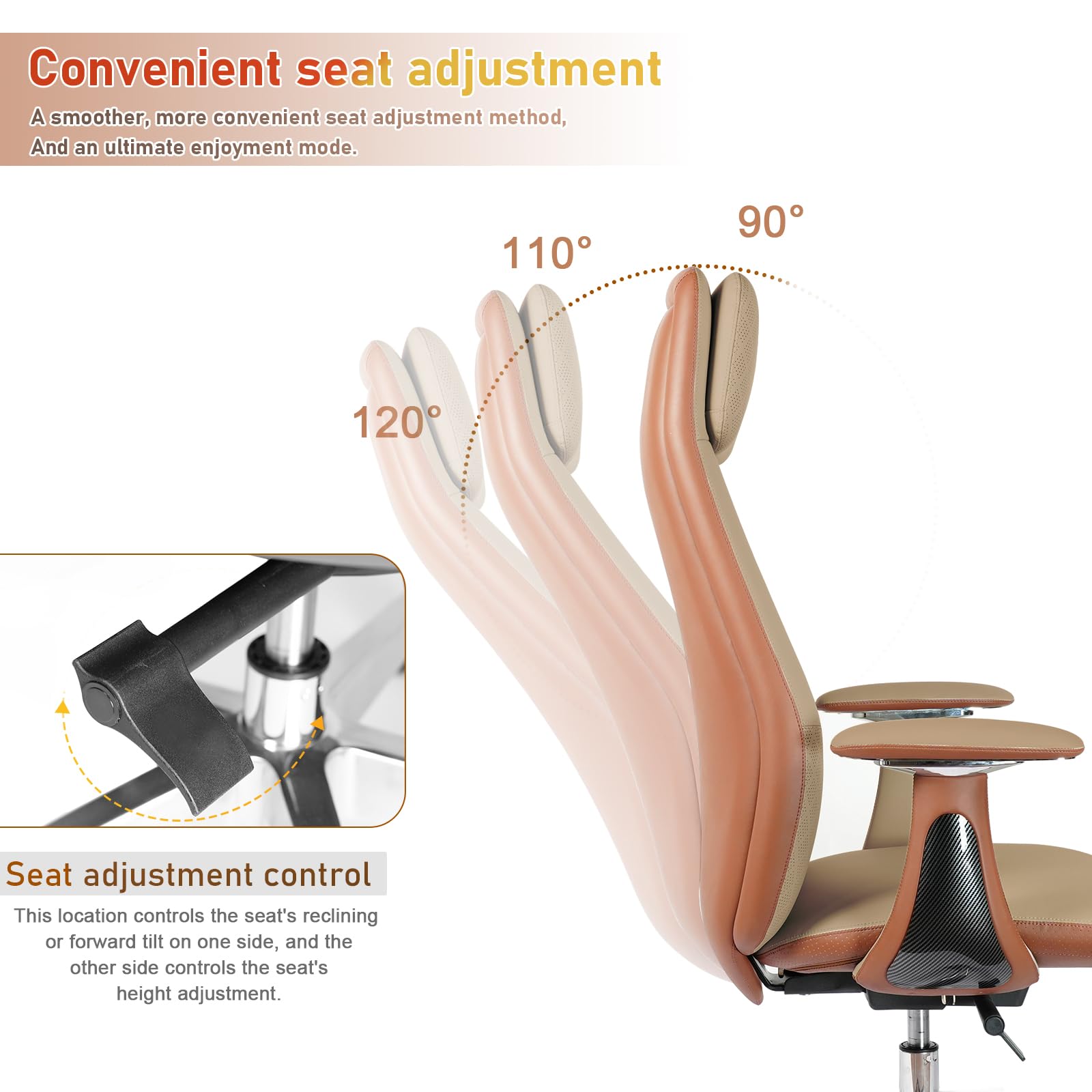 Genuine Leather High-Back Executive Office Chair,Ergonomic