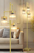 Crystal Gold Glass Tree Floor Lamp for Living Room for Farmhouse Industrial