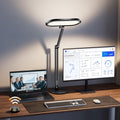 Premium LED Desk Lamp for Office – Eye-Caring Double Side Light with Knob Remote, Stepless Dimming & Color, Memory, Metal Table Lamp for Zoom, Studying, Video Conference, Flicker-Free, Glare-Free