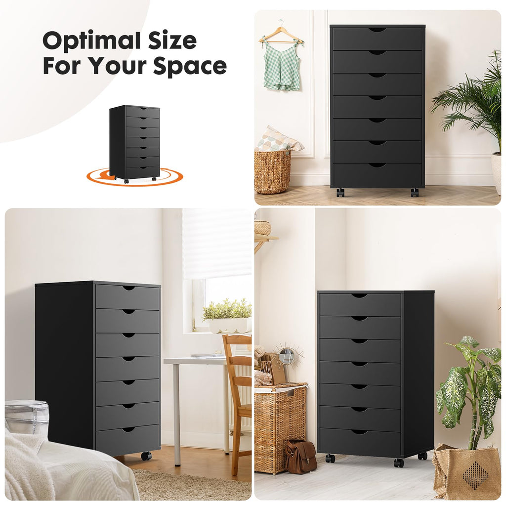 7 Drawer File Cabinet on Wheels, Printer Stand