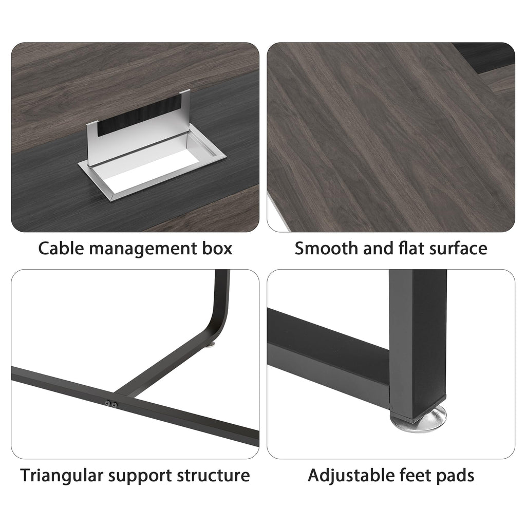 8FT Conference Table,94.4 L x 47.2 W x30.7 H Meeting Seminar Table with Grommet,Stability Enhancement,Large Conference Room Table for Office Meeting (Gray)