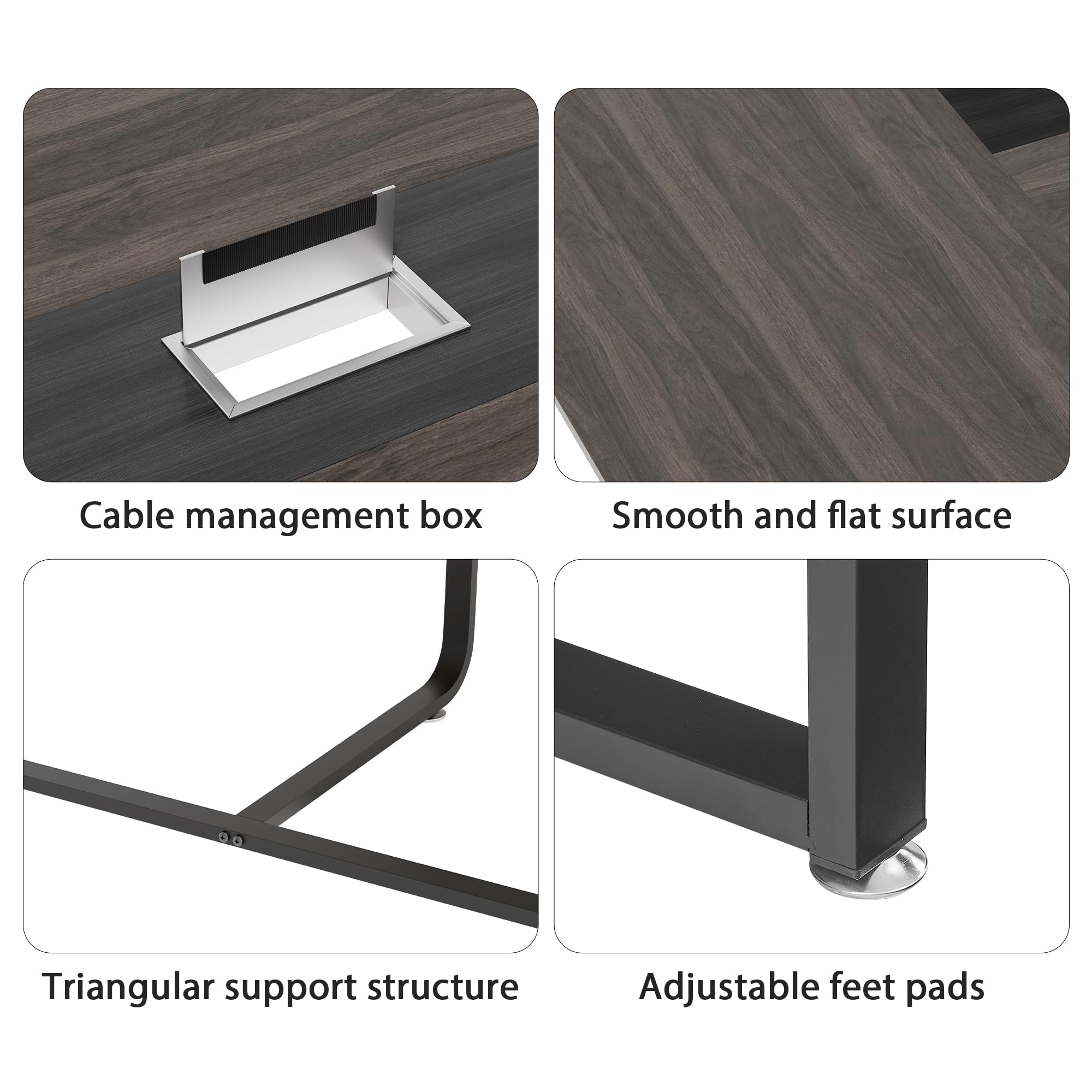 8FT Conference Table,94.4 L x 47.2 W x30.7 H Meeting Seminar Table with Grommet,Stability Enhancement,Large Conference Room Table for Office Meeting (Gray)