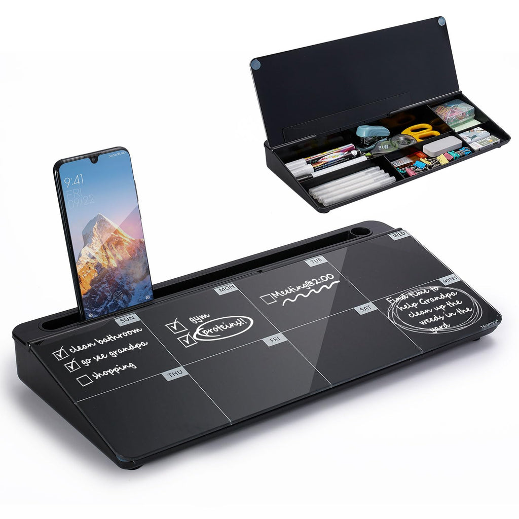 Desktop Whiteboard Dry-Erase-Board - Computer Keyboard Stand White Board Surface Pad with Drawer, Desk Organizers with Accessories for Office, Home, School Supplies