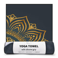 Hot Yoga Towel with Grip Dots, Non Slip, 70"x26, Gold Mandala
