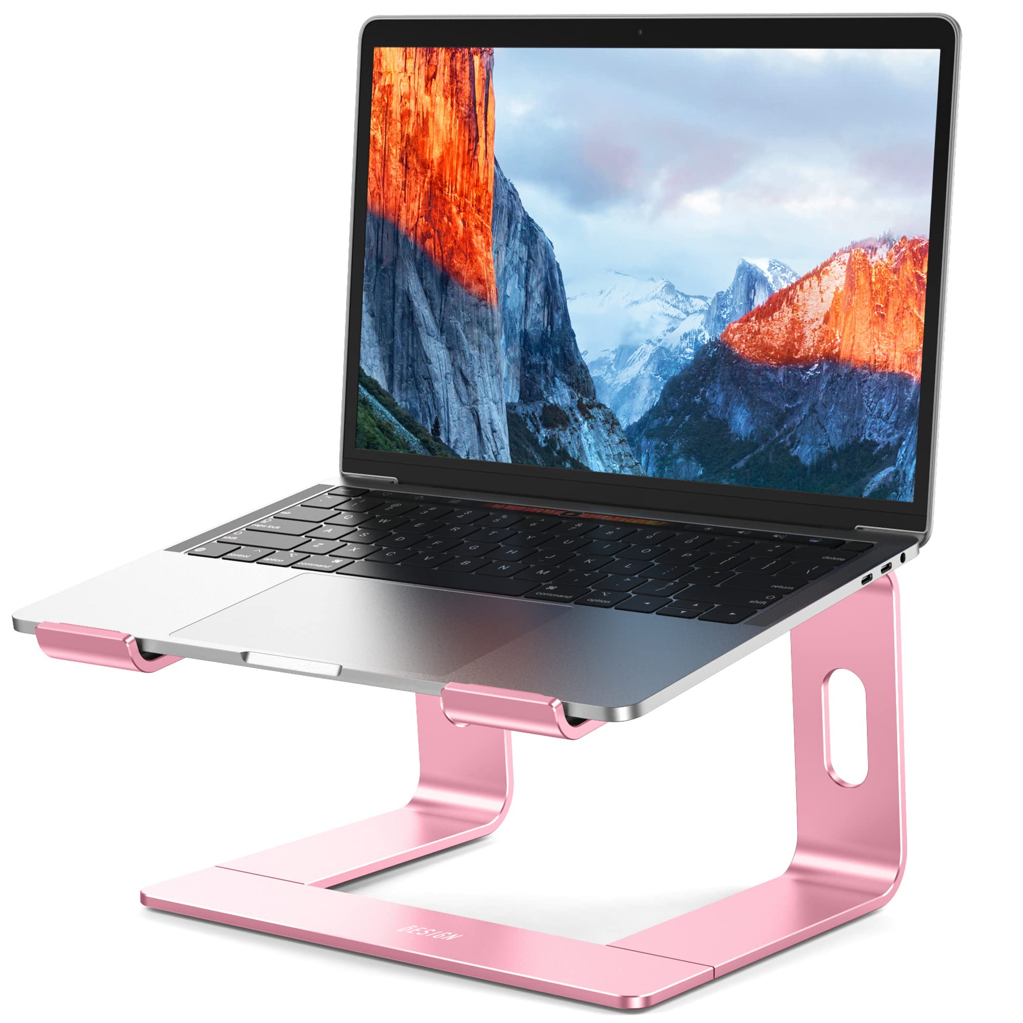 Aluminum Laptop Stand, Ergonomic Detachable Computer Stand, Notebook Riser, Laptop Mount Compatible with Air, Pro, Dell, HP, Lenovo More 10-15.6" Laptops, Pink
