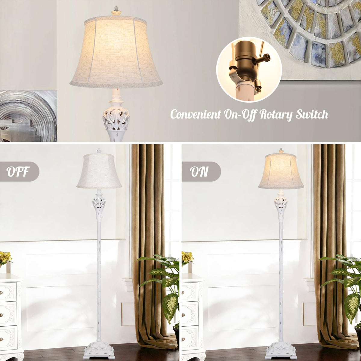 Vintage Floor Lamp for Living Room, Traditional Tall Standing Lamp