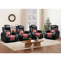 Power Recliner Chair Set of 4,Home Theater Seating with Adjustable Headrest,Cup Holders,USB Port,Hidden Arm Storage(Black)