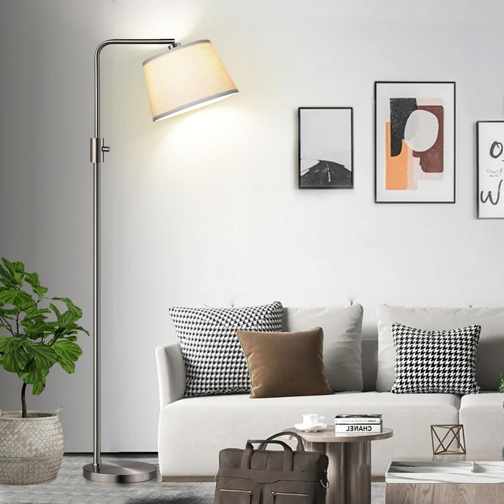 Floor Lamp, 1000 Lumens LED Edison Bulb Included, Brushed Nickel Arc Floor Lamps for Living Room Modern Standing Lamp Tall Lamps for Living Room Bedroom