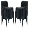 Set of 20, Black PU Leather, Stackable Office Guest Chairs, Reception Waiting Room Chairs with Padded Seat & Back, Armless No Wheels Conference Chairs for Training, Meeting, Event