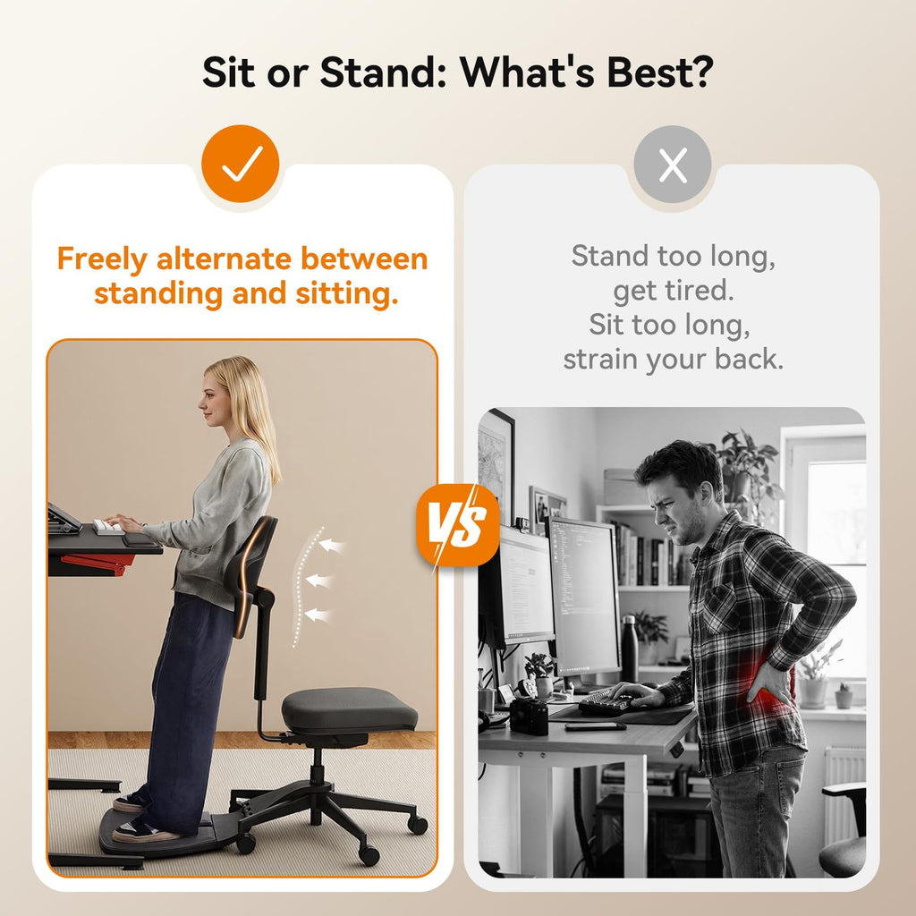 Standing Desk Chair, Standing Mate Chair for Sit-Stand, Ergonomic Leaning Perch Chair with Anti-Fatigue Mat, Standing Stool, Saddle Chair, Height Adjustable Home Office Posture Seat