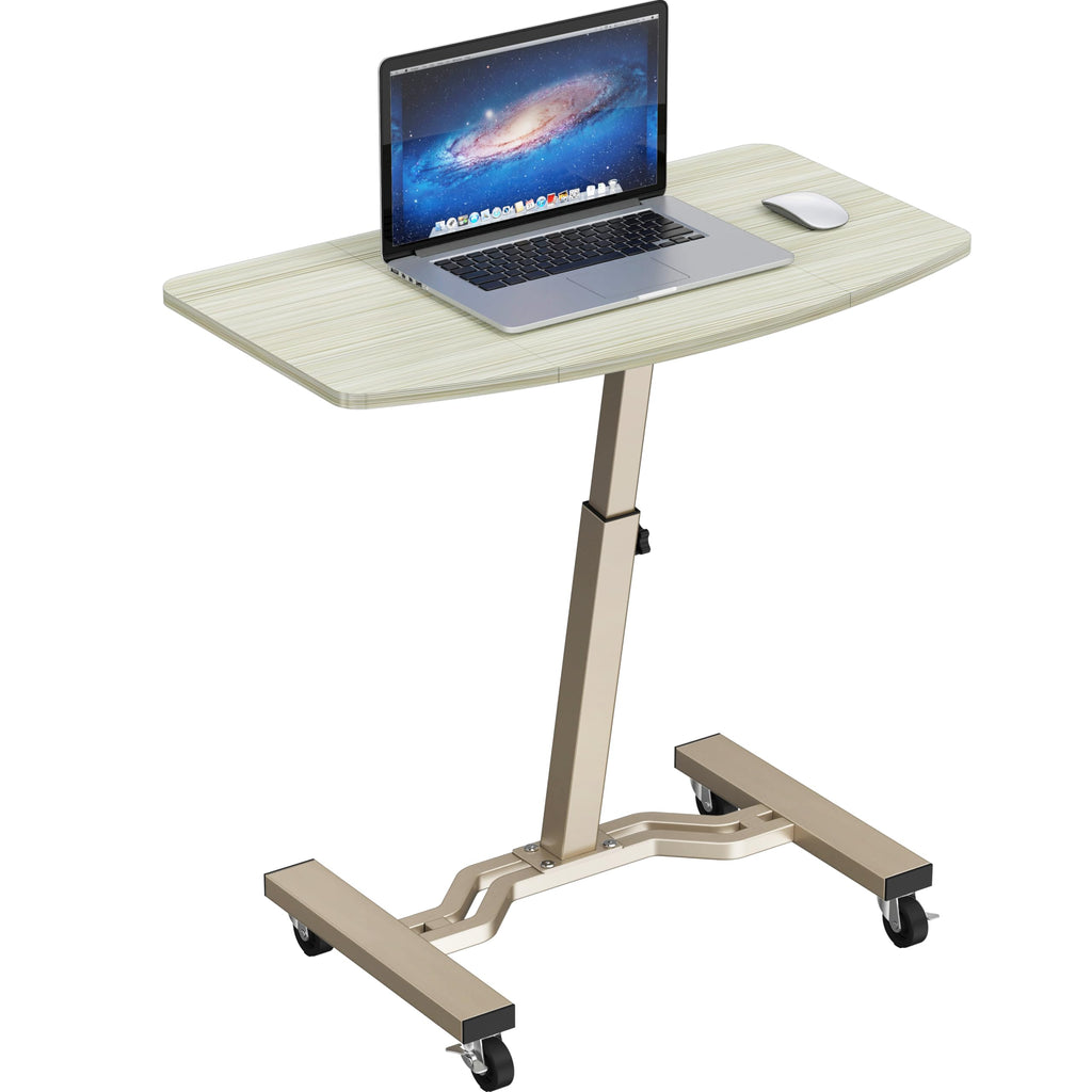 Mobile Height Adjustable Laptop Rolling Cart with Height Adjustment from 28" to 33", Maple