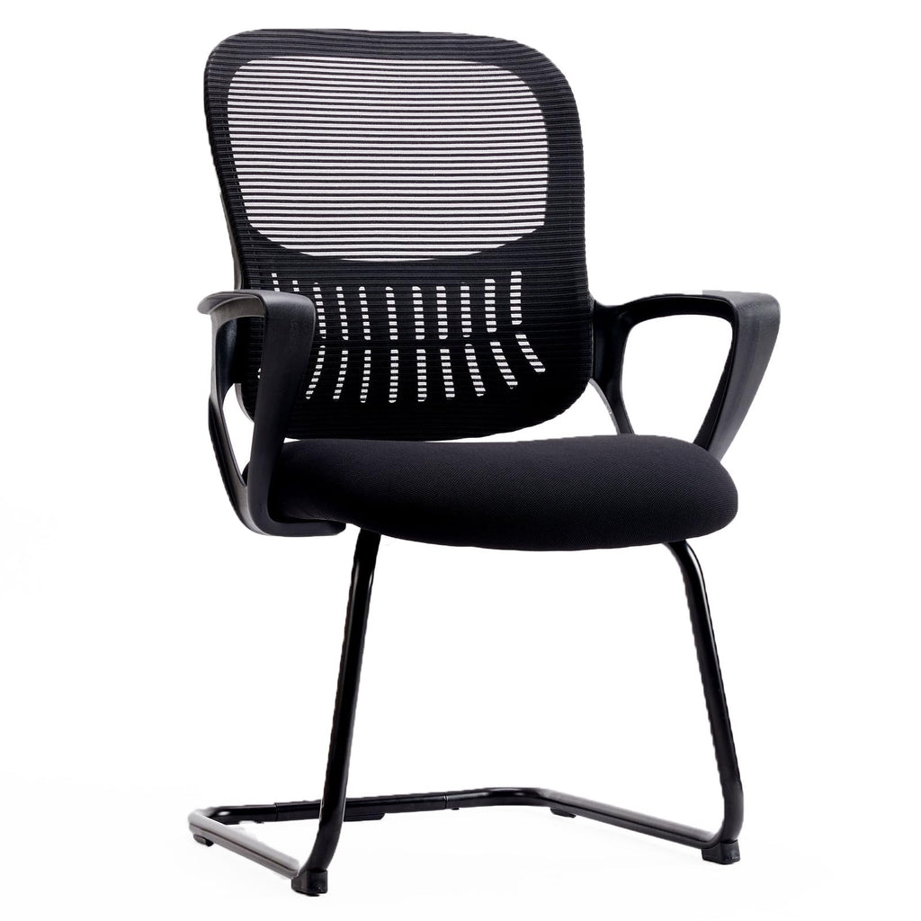 Reception Guest Chair Set of 1, Stationary Non Rolling Mesh Mid Back Computer Office Desk with Lumbar Support for Home Waiting Area Conference Room Bedroom