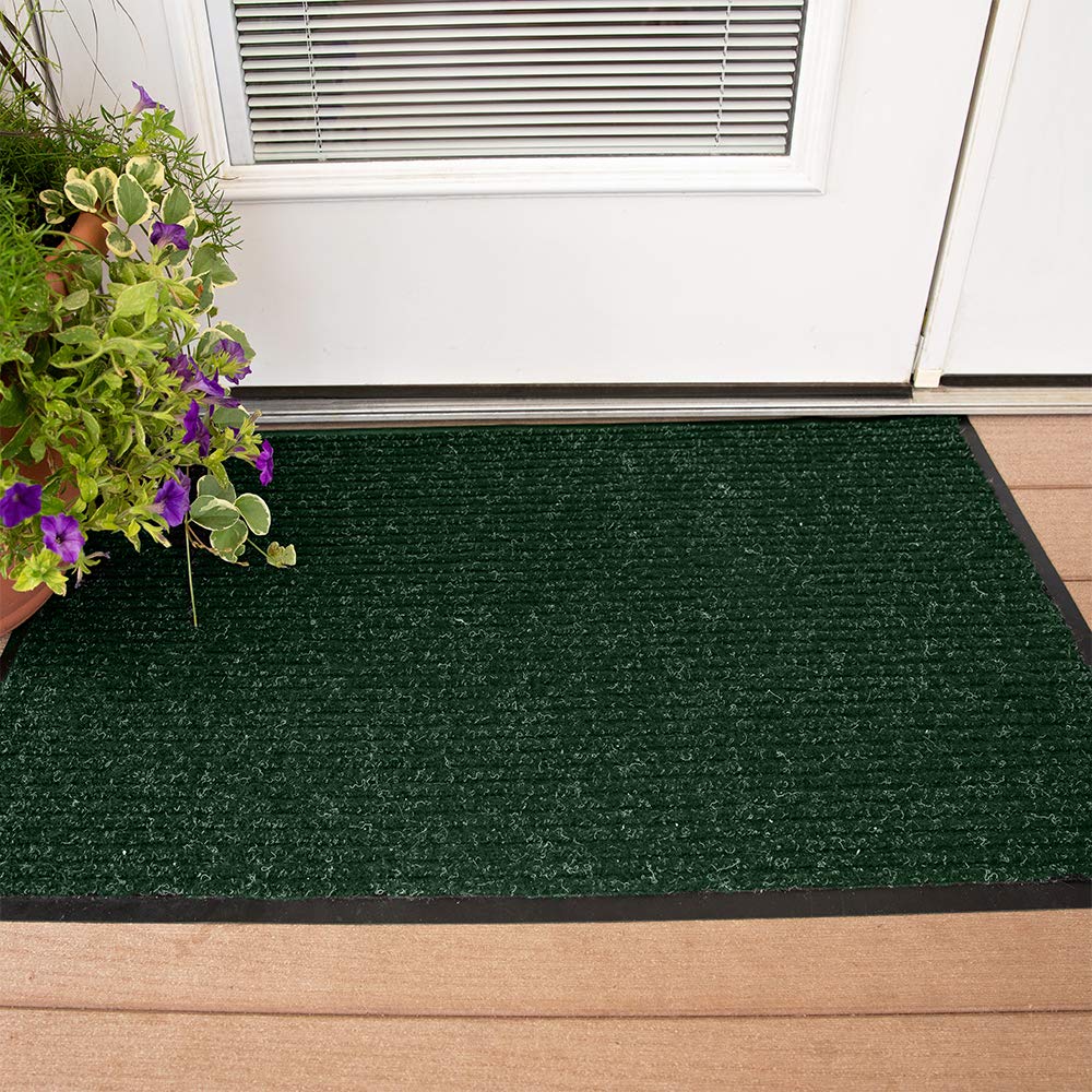 Industrial Door Mat, 3' x 4' Entrance Mat, Heavy Duty Commercial Rug for Businesses, Welcome Lobbies, Garage, and Mudroom, Made in the USA, Hunter Green, Brush Step