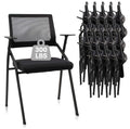 Black (20 pk) Stackable & Foldable Office Chairs with Ergonomic Lumbar Support and Thickened Seat Cushion, Folding Mesh Fabric Reception Guest Chair for School Church Conference Waiting Room