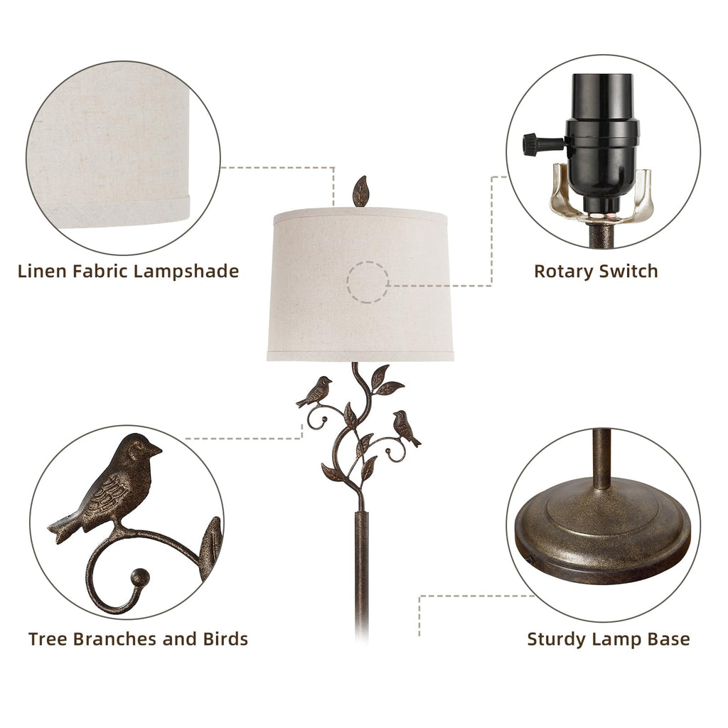 63" Farmhouse Iron Leaf Floor Lamp for Living Room