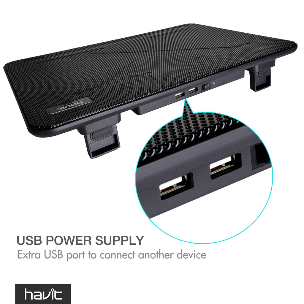 15.6-17 Inch Laptop Cooler Cooling Pad - Slim Portable USB Powered (3 Fans) (Black+Red)