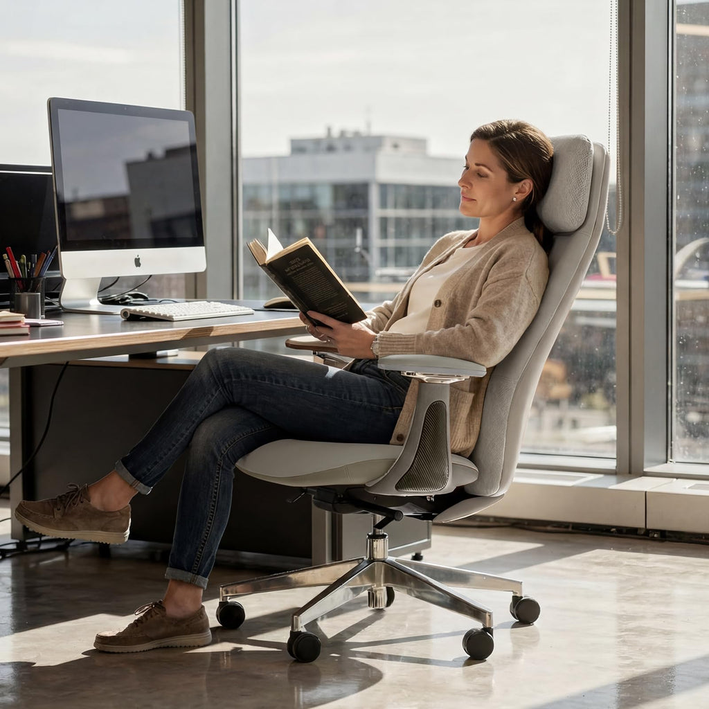 Genuine Leather High-Back Executive Office Chair,Ergonomic