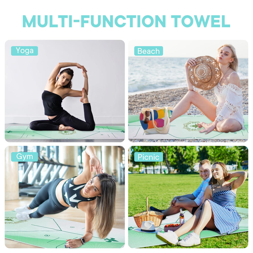 Yoga Towels, Non Slip Hot Yoga Mat Towel with Grip Dots,Super-Absorbent Soft Microfiber Yoga Blanket for Pilates, Fitness and Workout 72inch x 24inch