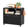 Metal File Cabinet,2 Drawer Filing Cabinet with Lock,Rolling Printer Stand Storage Cabinets with Shelves for Home Office Letter/Legal/A4 Size Files(Black)