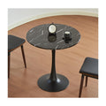 Hansweld Round Dining Table, 24" Circle Tulip Table with Thickened Tabletop & Metal Pedestal, Mid Century Modern Bistro Table for Kitchen, Small Places, Living Room, Cafe (Marble Pattern Black)