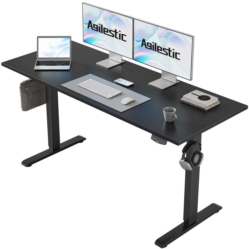 Electric Standing Desk, 55 x 24 Inches Height Adjustable Desk, Sit Stand up for Work Office Home, Ergonomic Rising Computer Table with Memory Preset, Black