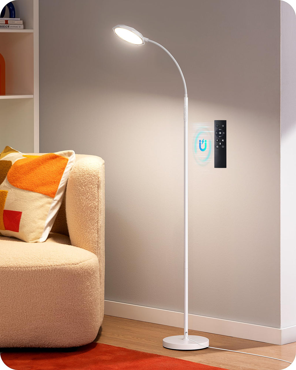 Gooseneck Floor Lamp 1300LM LED Floor Lamps for Living Room White