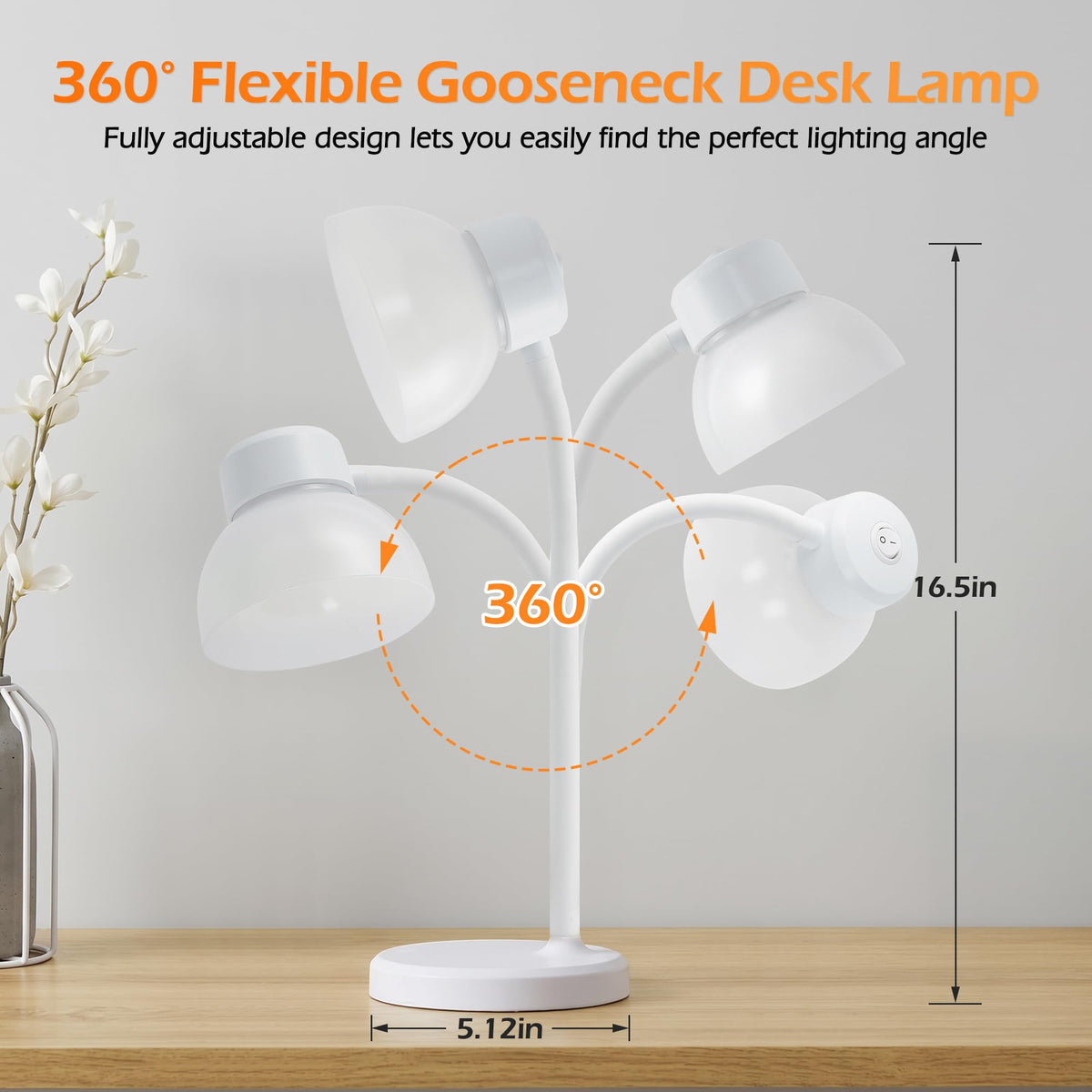 Desk Lamps for Home Office,Small LED Reading Lamp,5000K Eye-Care Desk Light
