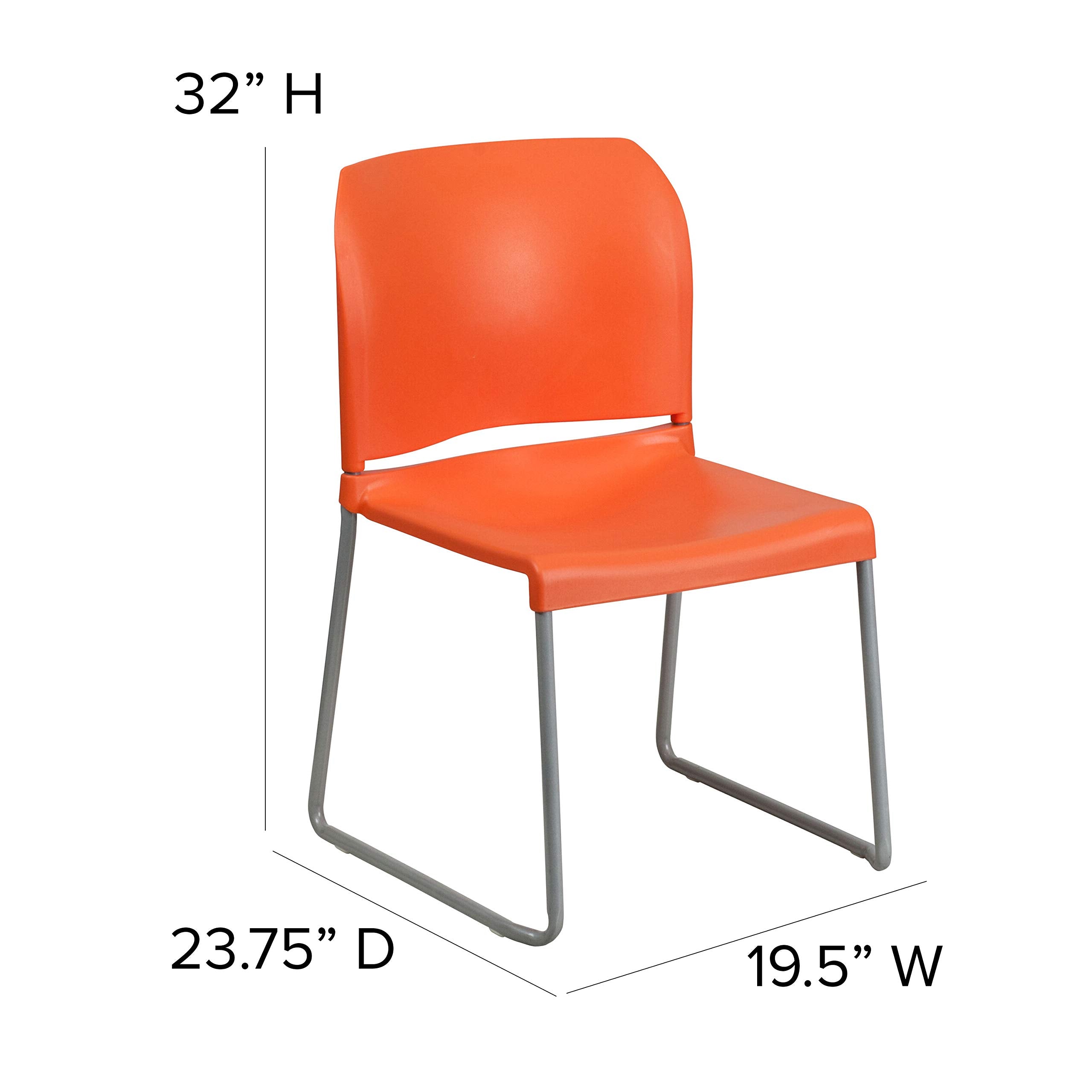 Set of 5, Hercules Series Contoured Stacking Chairs for Waiting Rooms and Offices, Ergonomic Lobby Chairs with Curved Back, Orange