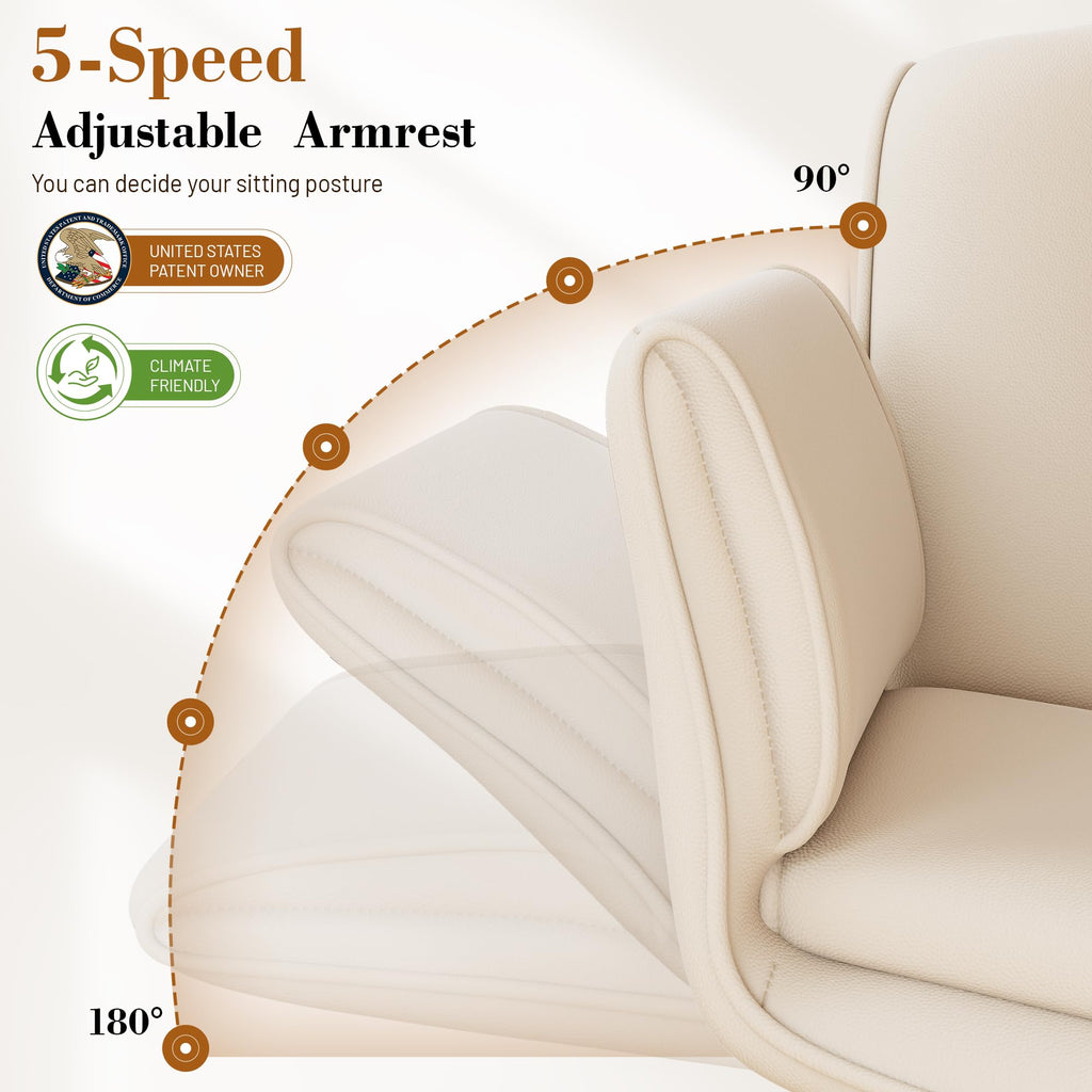 Criss Cross Chair with Wheels & Armrests,Comfy Wide Vanity Chair,Scratch-Resistant Pu Leather Cross Legged Desk Chair,Height Adjustable Computer Office Desk Chairs for Home,Makeup,Bedroom