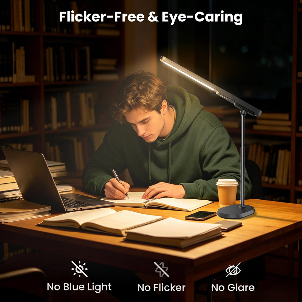 LED Desk Lamp, 3 Color Modes & Dimmable Brightness, Rechargeable Battery-Powered Reading Lamp, Portable Makeup Light, Desktop Lighting for Office, Reading, Puzzles, Working, Night Light