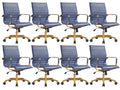 Modern Ergonomic Executive Office Chair, High-Back Leather Conference Desk Chair with Adjustable Height, Tilt Control, 360° Swivel & Gold Frame for Home Office