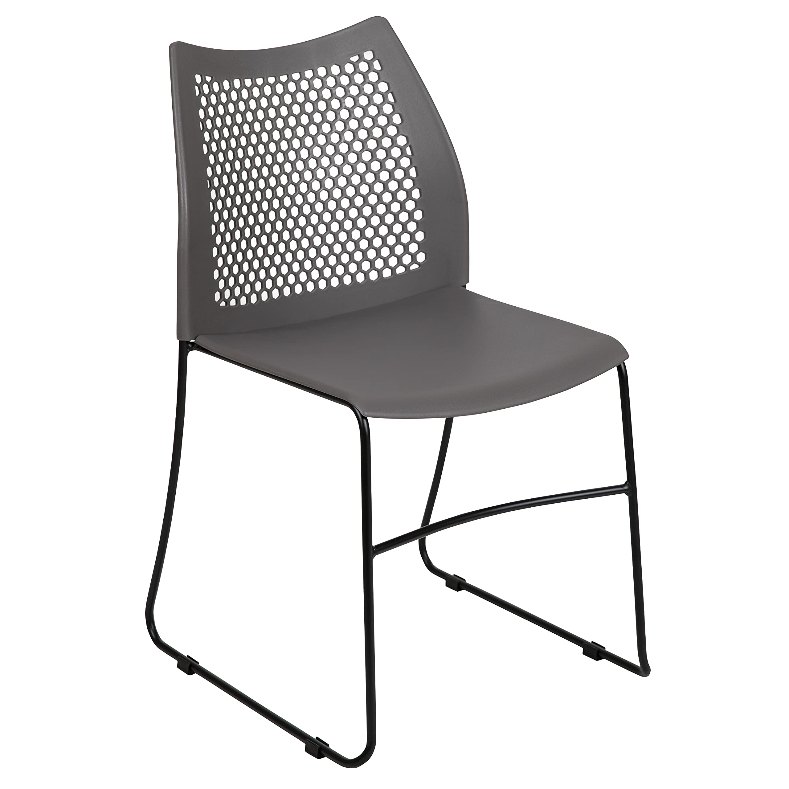 (Set of 5)Hercules Series Contoured Lobby Chairs with Air-Vent Honeycomb Backs, Ergonomic Stacking Chairs for Offices, Gray
