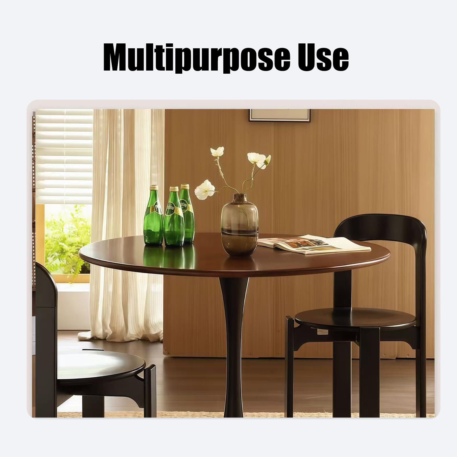 Round Tulip Table, 31.5'' Modern Dining Table with MDF Top and Steel Base Tulip Round Kitchen Table,Mid Century Coffee Table for Living Room