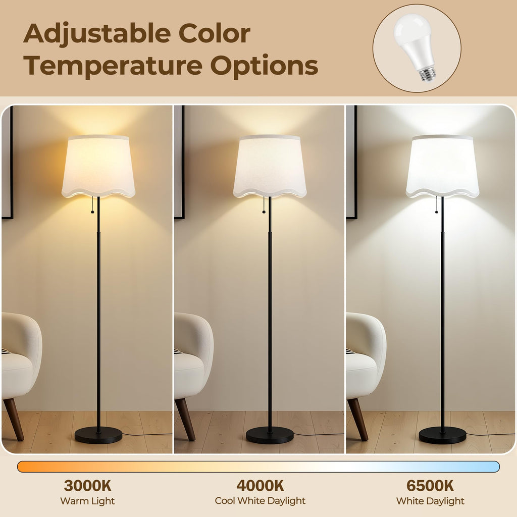 Floor Lamps for Living Room & Bedroom, 60" Modern Tall Standing Lamp, 3CCT