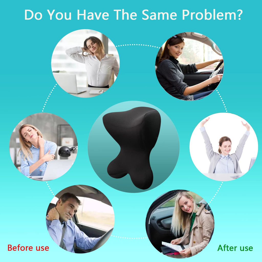 Headrest Pillow/Gaming Chair Pillow with Adjustable Strap Removable Cover Ergonomic Design Neck Support Pillow for auto, Office Chair, Gaming Chair(Black)