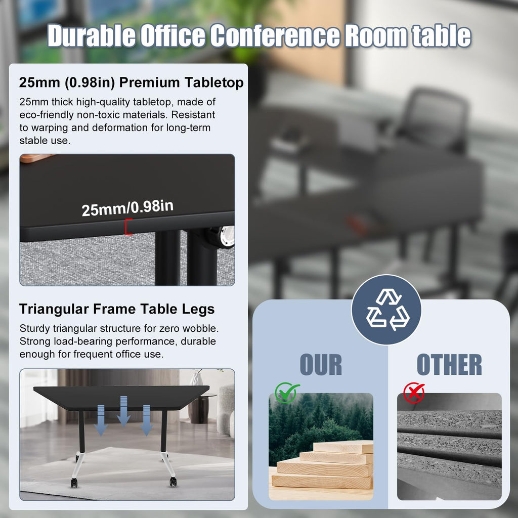 Folding Conference Table, 4 Pack Modern Flip Top Mobile Training Tables