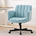 Criss Cross Office Chair with Wheels and Arms, Vanity Chair with Back, Comfy Swivel Cross Legged Office Chairs for Ultimate Comfort and Support, Unique Multifunctional Stylish Arms (Fabric Green)